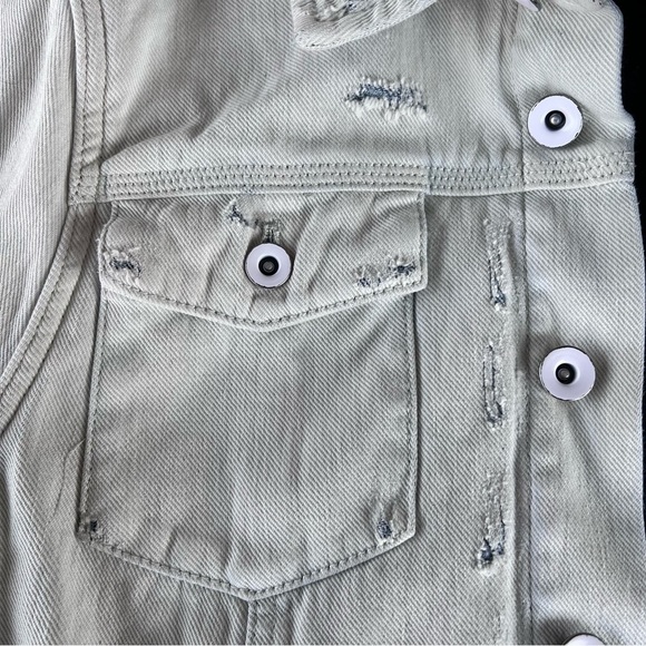 Free People Double Layer Distressed Jean Jacket Small Hood Destroyed Light Wash - Picture 9 of 14